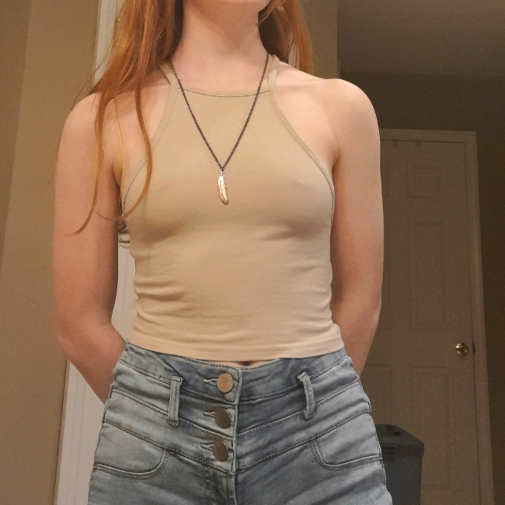 Small tan H&M halter top